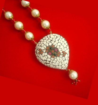 Imitation Jewelry Classy Touch Creamy Big Pearl Pendant With Small Red Bead Christmas Gift For Wife NH87