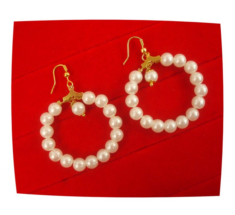 Imitation Jewelry Classy White Pearl Hoop Earrings Christmas Gift For Her FE85