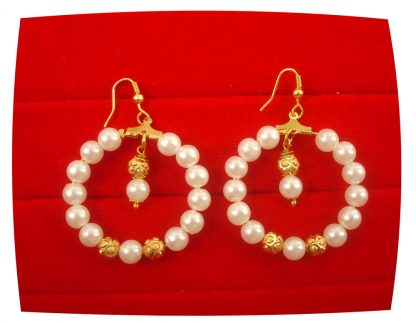 Imitation Jewelry Classy White Pearl Hoop Earrings Christmas Gift For Her FE81