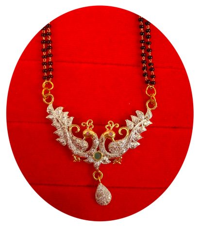 Imitation Jewelry Daily Wear Dazzling Zircon Peacock Mangalsutra Earring For Women Wedding Special Dm50
