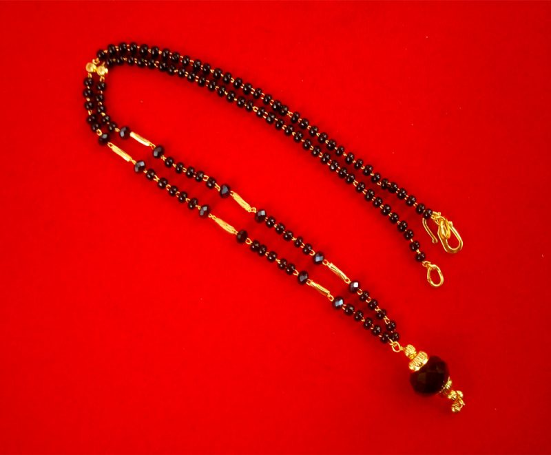 Imitation Jewelry Daily Wear Light Weighted Black Sleek Mangalsutra Gift For Her T30
