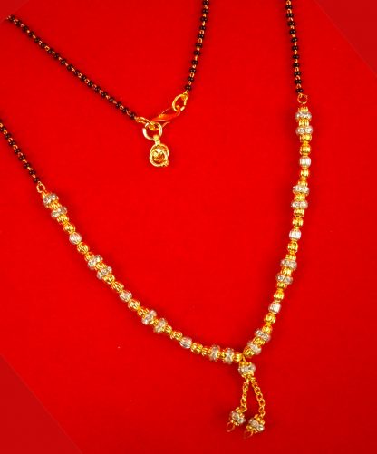 Imitation Jewelry Daily Wear Sleek Designer Golden Zircon Mangalsutra With Single Line Chain DM53