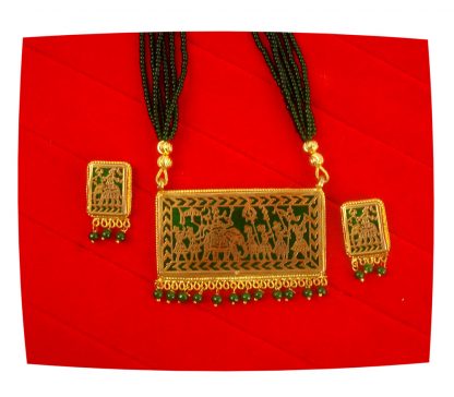 Imitation Jewelry Indian Traditional Jaipuri Green Glass Thewa Art Pendant Earrings Jewelry Set for Women Christmas Gift For Her Nh78