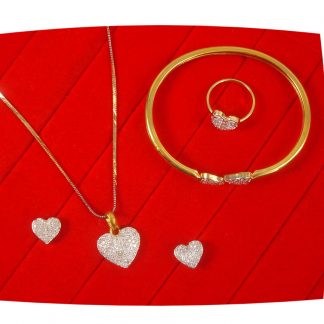 Imitation Jewelry Super Saver Four Items Dazzling Zircon Studded Pendant Earring,Bracelet Combo Gift For Mom CBU62