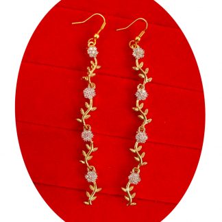 Imitation Jewelry Trending Golden Zircon Hanging Earring Easy To Wear With Indo Western Dress FE87
