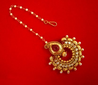 Imitation Jewelry Wedding Wear Royal Touch Golden Premium Maang Tikka Specially For Bridals ZMG42