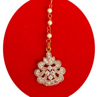 Imitation Jewelry Wedding Wear Royal Touch Golden Zircon Small Maang Tikka Christmas Celebration ZMG46