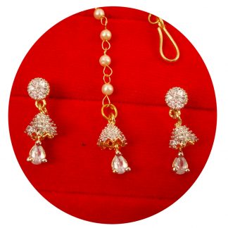 Imitation Jewelry Wedding Wear Tiny Zircon Earring Maang Tikka Kids Can also Wear, Designer Collection,Gift For Her EM57