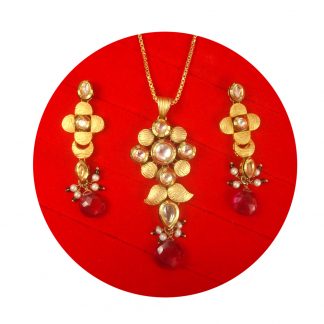 Imitation Jewelry Charming Golden Flower Premium Pendant Earring Christmas Celebration PP14