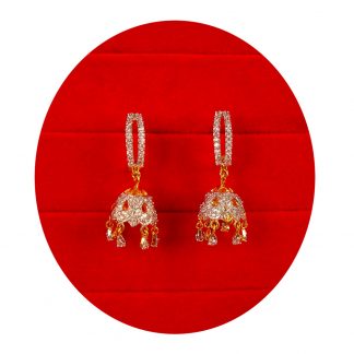 India Bollywood Jhumka Earrings Artificial Golden Plated glittering zircon Jhumki Chandelier Earrings For Bride JH100