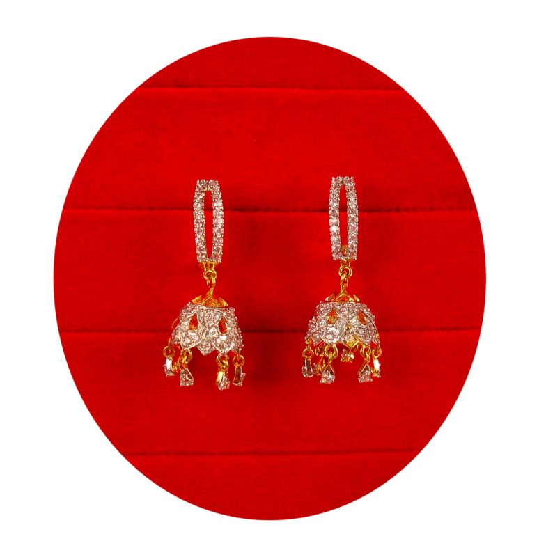 Silver Pearl Ethnic Jhumka Traditional Indian Earrings with Chain Statement  — Discovered