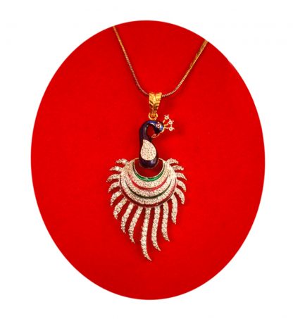 Artificial Designer Jewelry Peacock Meenakari Zircon Pendant, Gift For Wife ADS620P