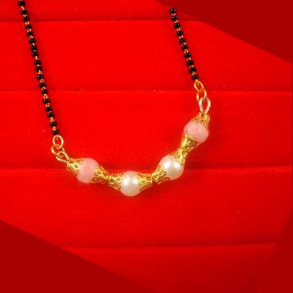 Artificial Jewelry Collection Latest Designer Baby Pink and Creamy Pearl Mangalsutra Necklace DM39