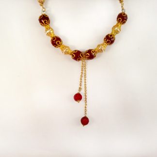 Artificial Jewelry Wedding, Party Wear Designer Royal Maroon Onyx Necklace Chain Valentine Gift For Wife NH94