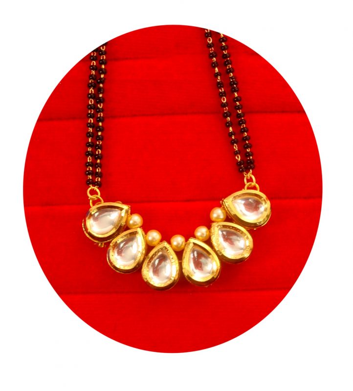 Bollywood Style Jewelry Premium Kundan Long Lasting Latest Mangalsutra Necklace Design  DM64