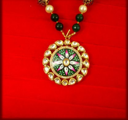 Imitation Jewelry Traditional Kundan Meenakari Pendant Necklace Set Christmas Gift For Her NH91