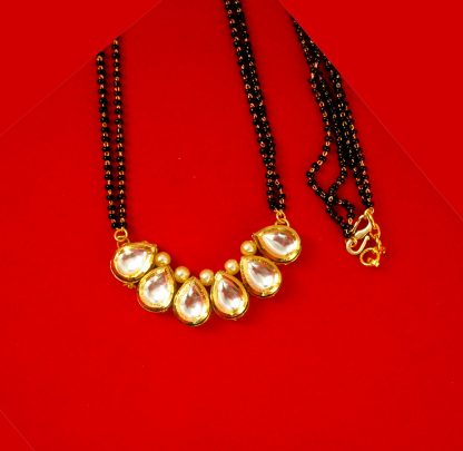 Imitation Jewelry Bollywood Style Classy Premium Kundan Long Lasting Mangalsutra With Double Line Chain Dm46