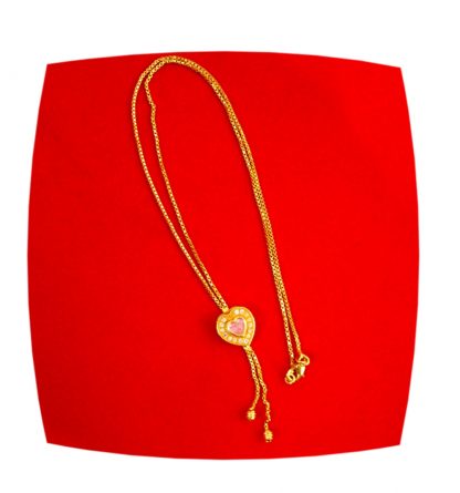 Imitation Jewelry Classy Daily Wear Golden Tone Heart Shape Pendant Chain in Girlish Look Especially For Christmas DC36