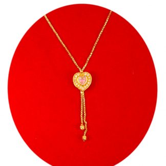 Imitation Jewelry Classy Daily Wear Golden Tone Heart Shape Pendant Chain in Girlish Look Especially For Christmas DC36
