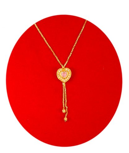 Imitation Jewelry Classy Daily Wear Golden Tone Heart Shape Pendant Chain in Girlish Look Especially For Christmas DC36