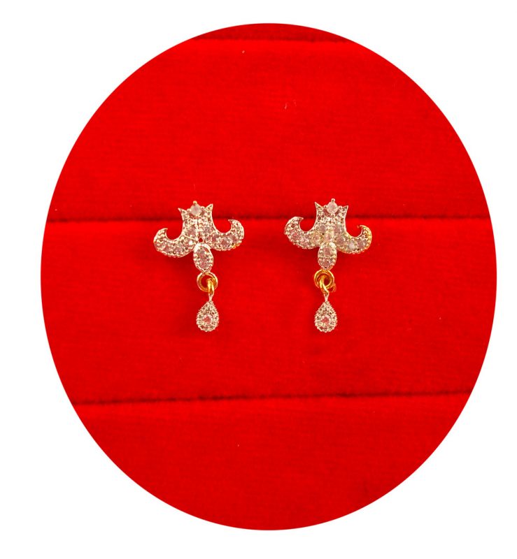 Imitation Jewelry Daily Wear Zircon Tiny Earring With Small Hanging Christmas Gift For Her TE24