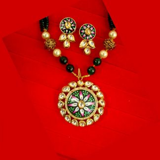 Imitation Jewelry Traditional Kundan Meenakari Pendant Necklace Set Christmas Gift For Her NH91