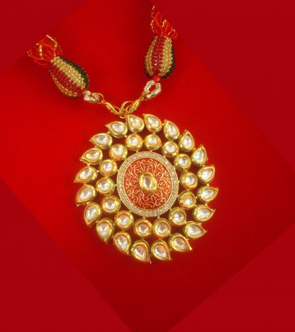 Imitation Jewelry Wedding Wear Traditional Kundan Meenakari Pendant Dori Necklace Earring NH96