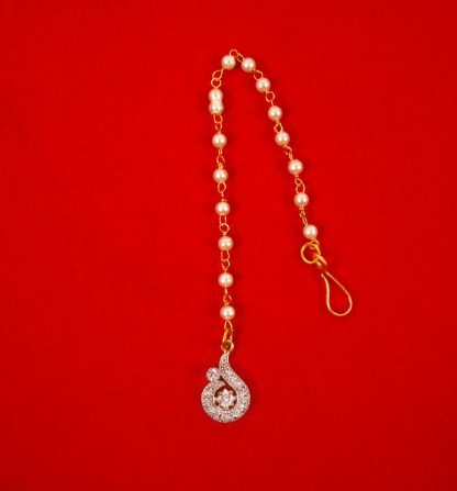  Buy Designer Wedding Wear Tiny Cute Maang Tikka With a Creamy Pearl Chain For Girls ZMG49