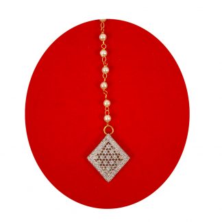  Buy Designer Wedding Wear Tiny Cute Maang Tikka With a Creamy Pearl Chain For Girls ZMG51