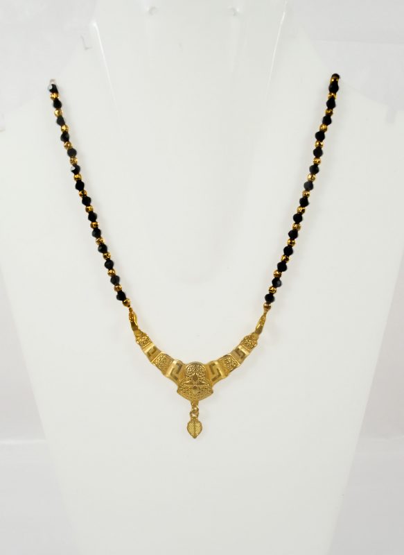 Buy Traditional Gold Plated Indian Style Long Mangalsutra With Golden Black Beaded Chain, Gift For Wife DM68