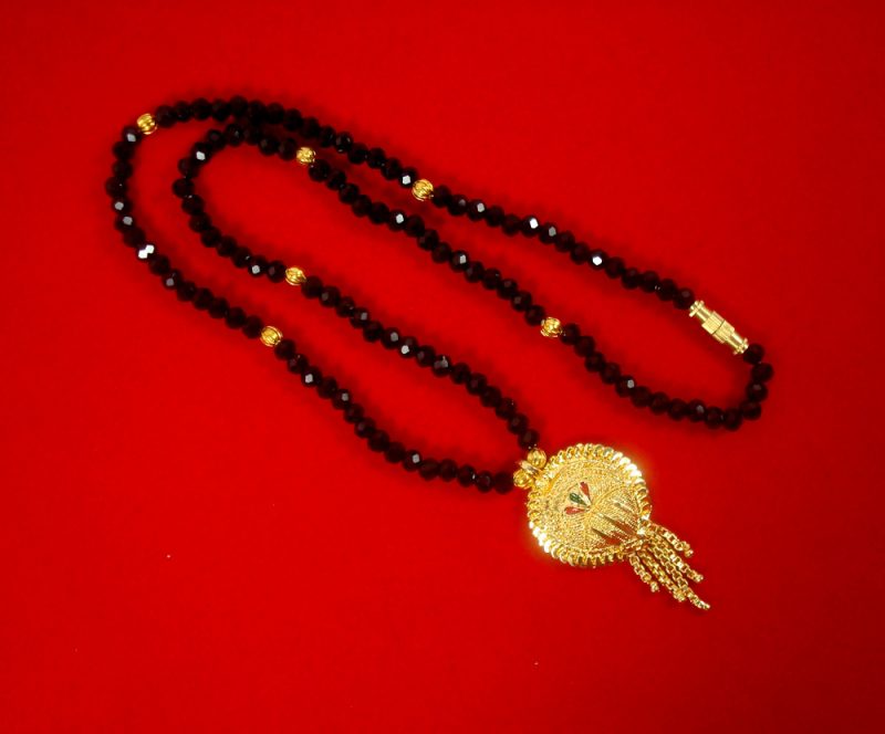 Buy Traditional Gold Plated South Indian Style Long Mangalsutra With Golden Black Beaded Chain, Gift For Wife DM67