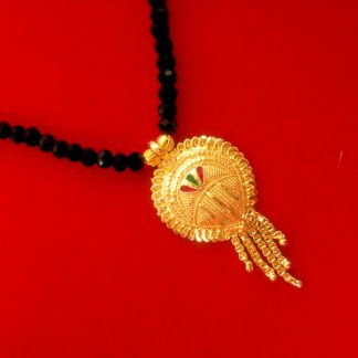 Buy Traditional Gold Plated South Indian Style Long Mangalsutra With Golden Black Beaded Chain, Gift For Wife DM67