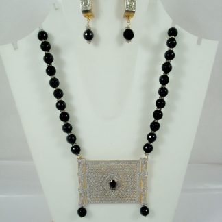 Designer Handmade Zircon Necklace With Black Onyx Necklace Chain Valentine Gift For Her Nh100