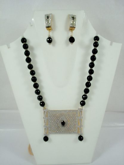 Designer Handmade Zircon Necklace With Black Onyx Necklace Chain Valentine Gift For Her Nh100