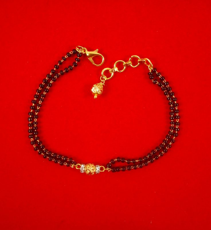 Fashion Jewelry Attractive Gold Tone Black Beads old Plated Classic Hand Mangalsutra Bracelet Women and Girls CB26