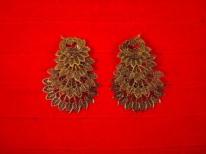 Imitation Jewelry Bollywood Style Wedding Wear Designer 4 Layer Golden Oxidized Peacock Earring FE92