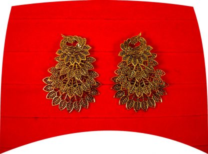 Imitation Jewelry Bollywood Style Wedding Wear Designer 4 Layer Golden Oxidized Peacock Earring FE92