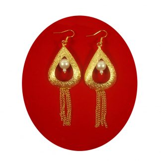 Imitation Jewelry Bollywood Style Wedding Wear Designer Golden Hanging Long Earring FE95