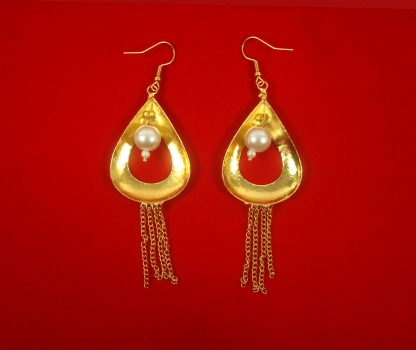 Imitation Jewelry Bollywood Style Wedding Wear Designer Golden Hanging Long Earring FE95