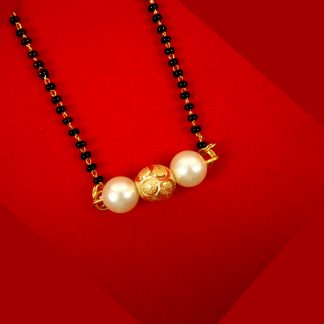 Imitation Jewelry Daily Wear Long Lasting Pearl Mangalsutra With Golden Ball Gift For Wife DM90