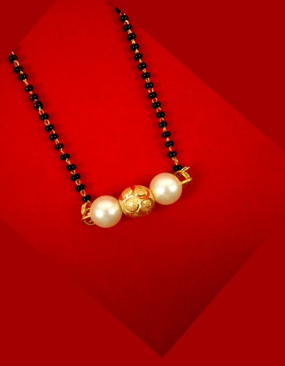 Imitation Jewelry Daily Wear Long Lasting Pearl Mangalsutra With Golden Ball Gift For Wife DM90