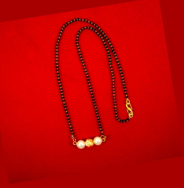 Imitation Jewelry Daily Wear Long Lasting Pearl Mangalsutra With Golden Ball Gift For Wife DM90 