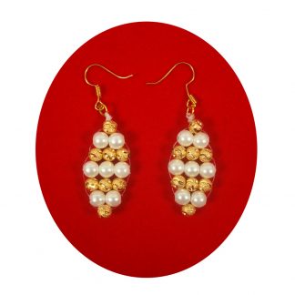 Imitation Jewelry Daily Wear Simple and Stylish White Golden Small Earring Easy To Go With Indo Western Dresses FE95