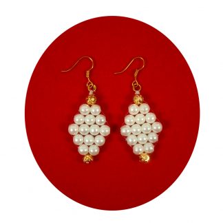 Imitation Jewelry Daily Wear Simple and Stylish White Golden Small Earring Easy To Go With Indo Western Dresses FE97