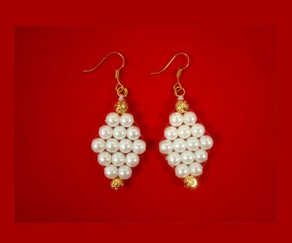 Imitation Jewelry Daily Wear Simple and Stylish White Golden Small Earring Easy To Go With Indo Western Dresses FE97