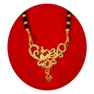 Imitation Jewelry Designer Gold Plated Daily Wear Mangalsutra With Black Crystal Beaded Chain DM98