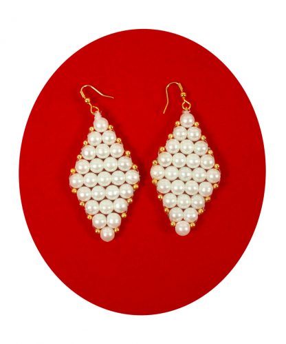 Imitation Jewelry Simple and Stylish White Pearl Hanging Earring Easy To Go With Indo Western Dresses FE91