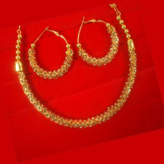 Imitation Jewelry Wedding Wear Golden Designer Classy Wine Shade Zircon Sleek Round Girlish Necklace Set Nh99