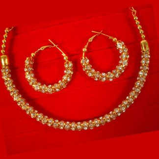 Imitation Jewelry Wedding Wear Golden Designer classy Zircon Sleek Round Girlish Necklace Set Nh98