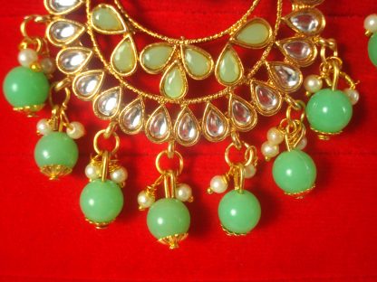 Imitation Jewelry Trending Wedding Wear Designer Golden Light Green Earring Set For Bridal EM64